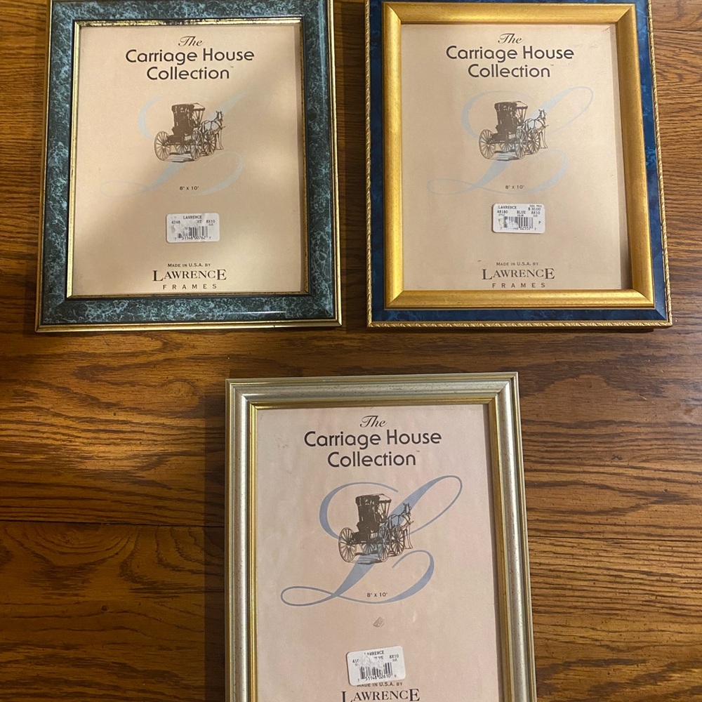 Carriage House Collection Picture Frames 8x10 teal, blue & gold,  Gold & Silver